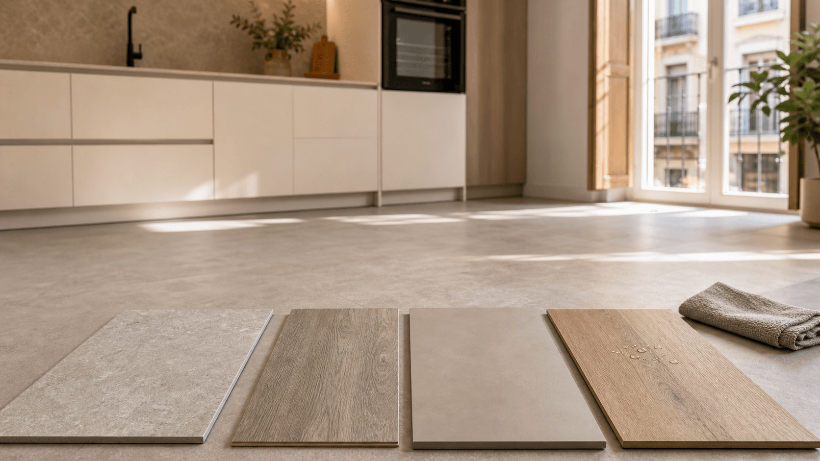 Kitchen flooring and tiling in a renovation in Valencia