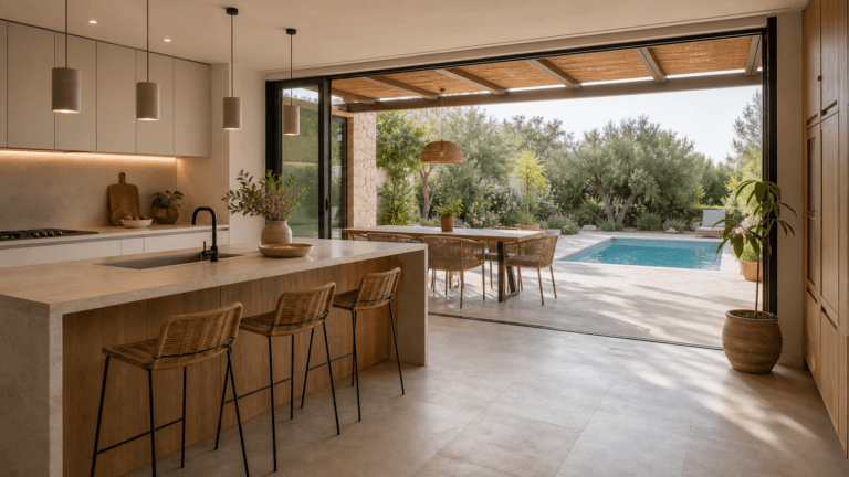 cocina chalet terraza piscina