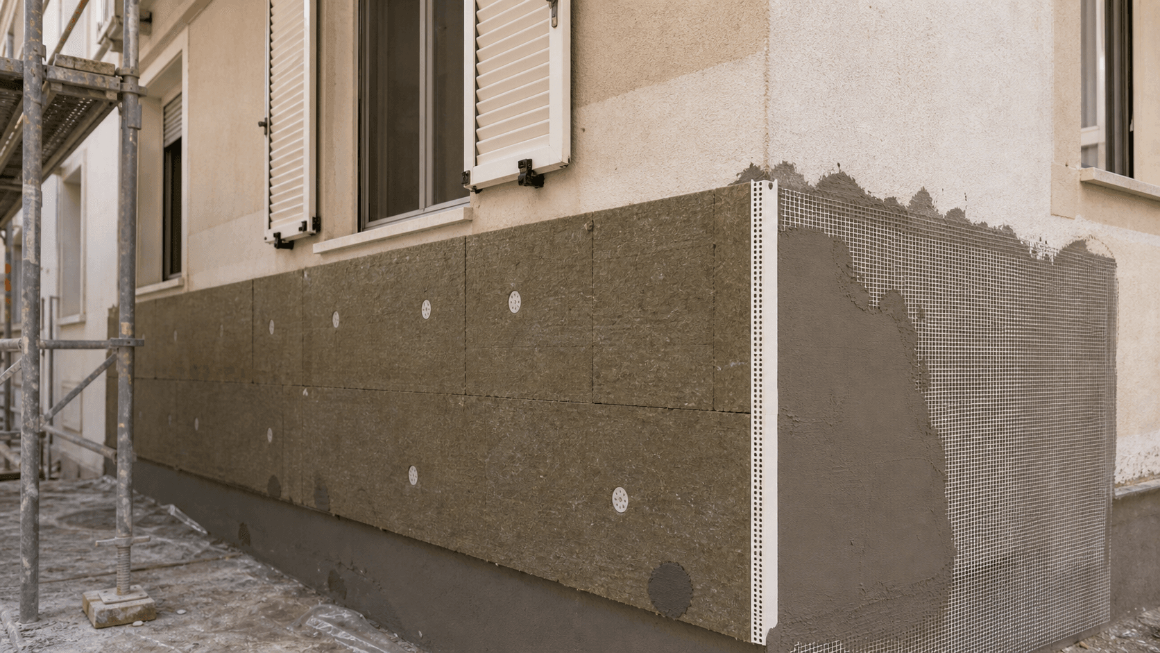 Building envelope, façade and insulation on a new-build home in Valencia
