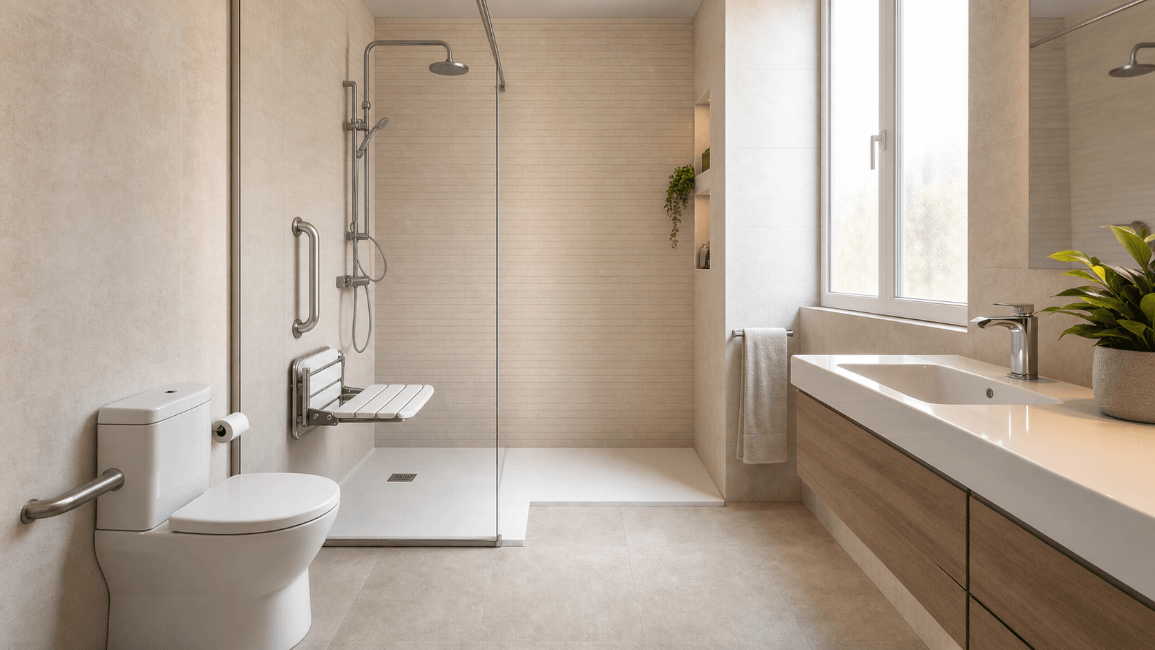 Small bathroom renovation with glass screen in a Valencia flat