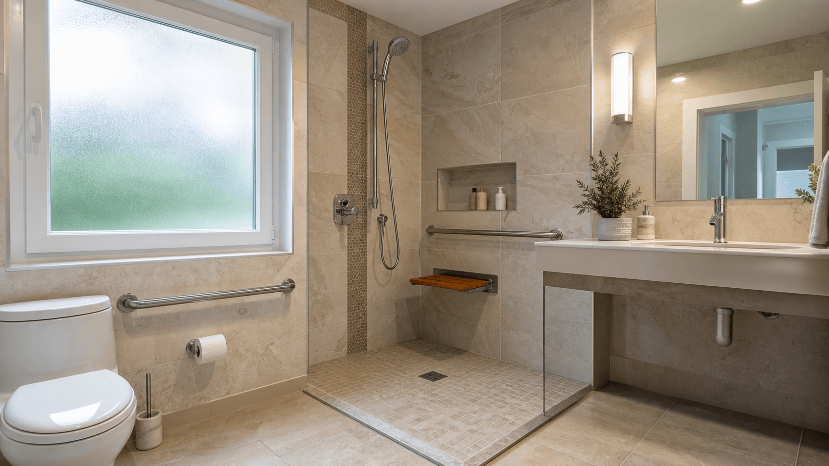 Bathroom with a green glass wall and shower in Valencia
