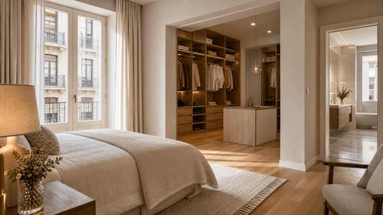 Suite con vestidor y baño: metros mínimos, distribución y cuánto cuesta crearla en una reforma